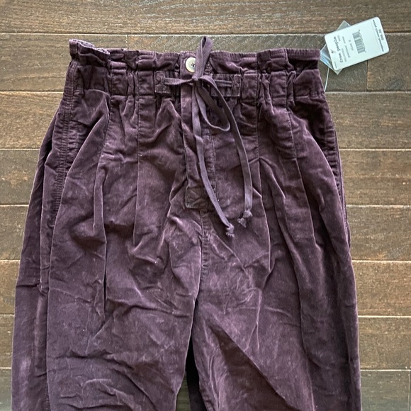 New PURPLE Free People Corduroy Paper Bag Pants - Picture 5 of 7